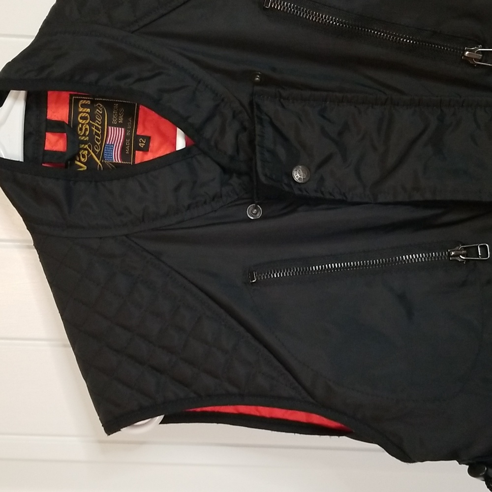 Vanson Black Triple Closure adjustable Quilted Vest Size 42 - Picture 2 of 13
